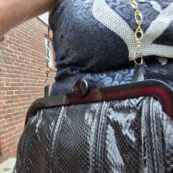 Vintage‎ Lucite closure snakeskin bag - Picture 5 of 16